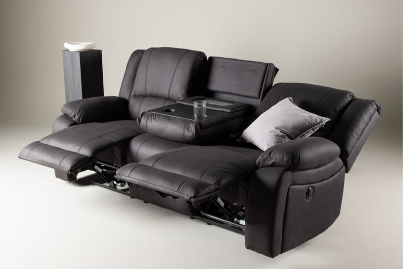 Reclinersoffa med hörn Comfort Living Singapore Reclinersoffa 3 sits Konstläder Black - Products - Möbler - Soffa - Biosoffa & reclinersoffa - 3 sits biosoffa & reclinersoffa