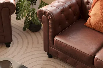 Chesterfield Lyx 3-sits Djup soffa konstläder - Mörkbrun PU - Products - Möbler - Soffa - Chesterfield soffa