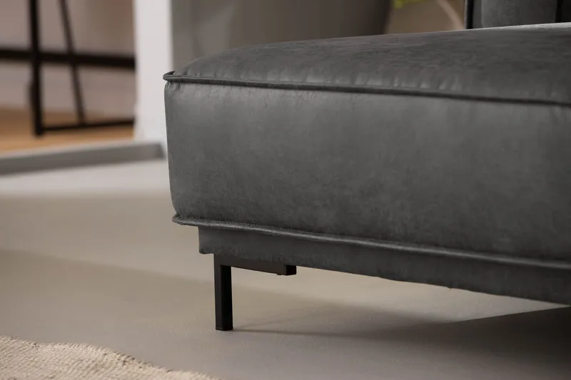 Akron 2-sits Soffa med Divan Vänster Bondedläder - Mörkgrå - Products - Möbler - Soffa - Divansoffa & schäslongsoffa - 2 sits soffa med divan