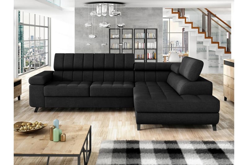 Amshyttan Soffa med Schäslong 3-sits - Svart - Products - Möbler - Soffa - Divansoffa & schäslongsoffa - 3 sits soffa med divan