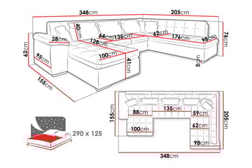 Dynir Soffa med Divan och Schäslong 4-sits - Blå/Beige - Products - Möbler - Soffa - Divansoffa & schäslongsoffa - 4 sits soffa med divan