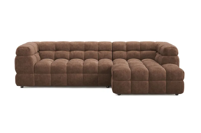 Elise 4-sits Bubblig Soffa med Divan Höger, Brun