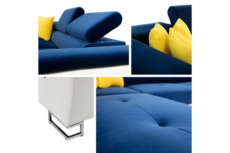 Reginia Soffa med Schäslong 3-sits - Ljusgrå/Svart - Products - Möbler - Soffa - Divansoffa & schäslongsoffa - 3 sits soffa med divan