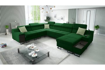 Galbally 5-sits Hörnsoffa Dark green - Products - Möbler - Soffa - Sammetssoffa