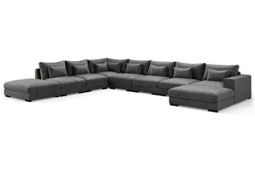 Dubai Stor U-modulsoffa Large med Divan Höger Sammet - Mörkgrå - Products - Möbler - Soffa - Modulsoffa - Komplett modulsoffa