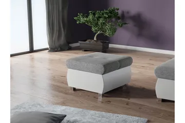 Cerys Fotpall 60 cm - Vit/Grå - Products - Möbler - Fåtölj & stolar - Pall & puff - Fotpallar