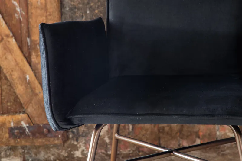 Petra Karmstol - Sammet/Svart/Koppar - Products - Möbler - Fåtölj & stolar - Matstol & köksstol