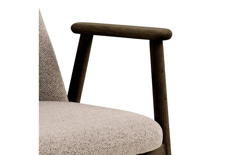Reciclar Matstol i Bouclé med armstöd i ek trä - Mörkbrun/Greige - Products - Möbler - Fåtölj & stolar - Karmstol