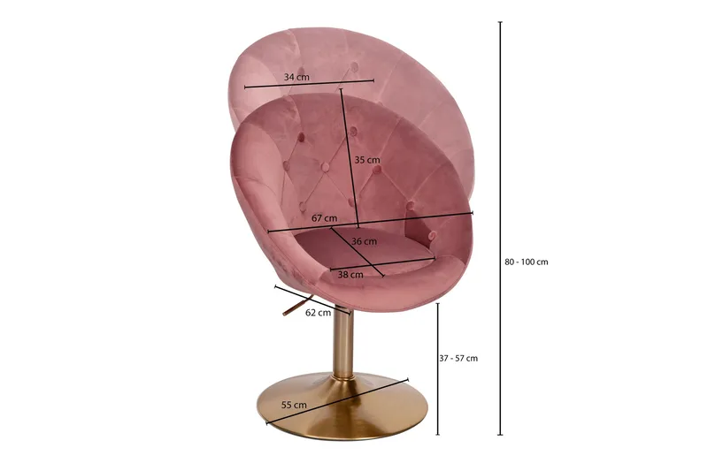 Willowdale Kontorsstol - Mörkrosa/Guld - Products - Möbler - Fåtölj & stolar - Kontorsstol & skrivbordsstol