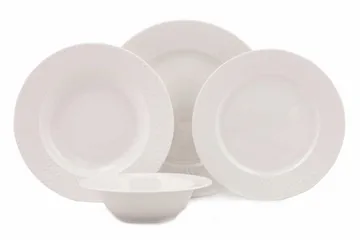 Adine Middagsservis 24 Delar Porslin - Vit - Products - Servering & matlagning - Porslin