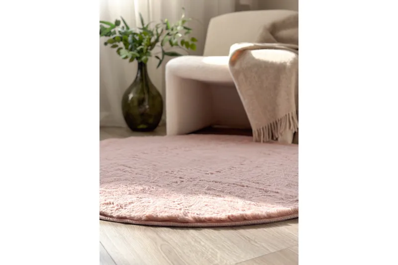 Heaven Ryamatta 80 cm Rund - Rosa - Products - Textil & mattor - Matta - Modern matta - Ryamatta