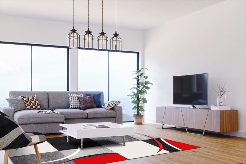 London Patch Friezematta 200x290 - Röd - Products - Textil & mattor - Matta - Modern matta - Wiltonmatta