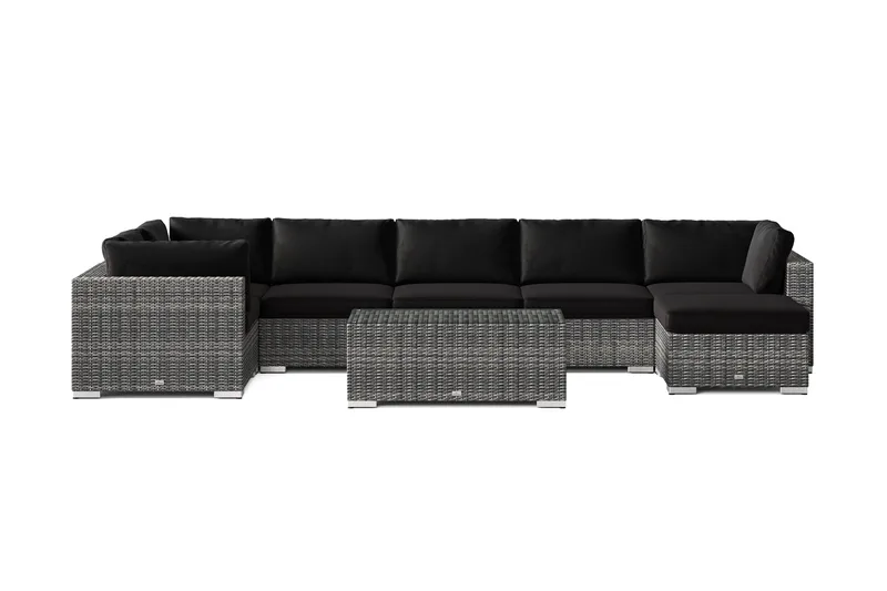 Bahamas U-formad utomhus loungegrupp 7-sits med vändbar divan och bord - Grå - Products - Utemöbler & utemiljö - Loungemöbler - Loungeset & loungegrupp