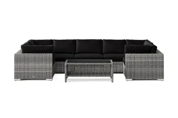 Bahamas U-formad utomhus loungegrupp med stängt avslut, 7-sits med bord och hylla - Grå - Products - Utemöbler & utemiljö - Loungemöbler - Loungeset & loungegrupp