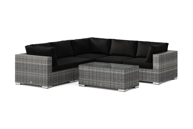 Bahamas utomhus hörnsoffa 5-sits vändbar med bord, Grå