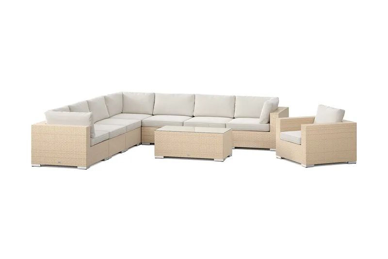 Bahamas utomhus hörnsoffa 8-sits vändbar med fåtölj och bord - Beige - Products - Utemöbler & utemiljö - Loungemöbler - Loungeset & loungegrupp