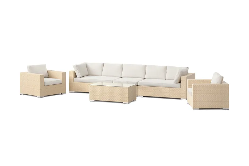 Bahamas utomhus soffgrupp 7-sits med två fåtöljer och bord, Beige