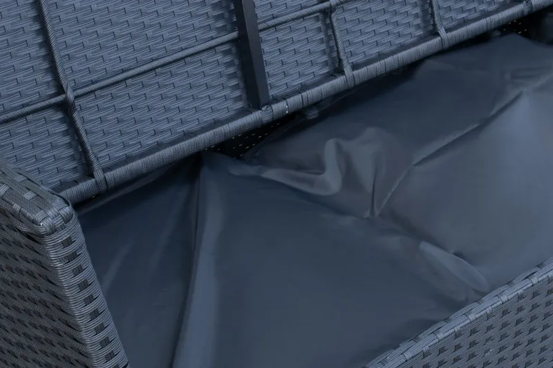 James Light Stor L-formad vändbar loungegrupp utomhus i konstrotting med förvaring och vita dynor - Svart - Products - Utemöbler & utemiljö - Loungemöbler - Loungeset & loungegrupp