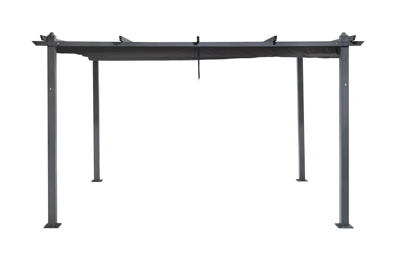 Porto Stor Pergola 4x3 m i aluminium med tak, Mörkgr å