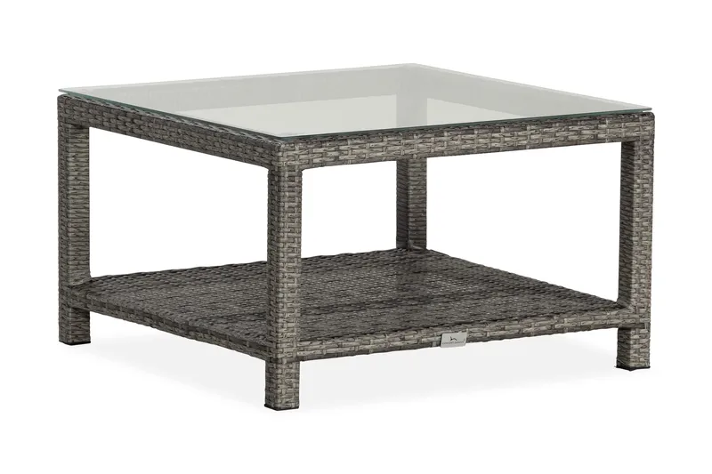 Bahamas Loungebord och Soffbord Utomhus 75 cm Konstrotting Glas, Grå
