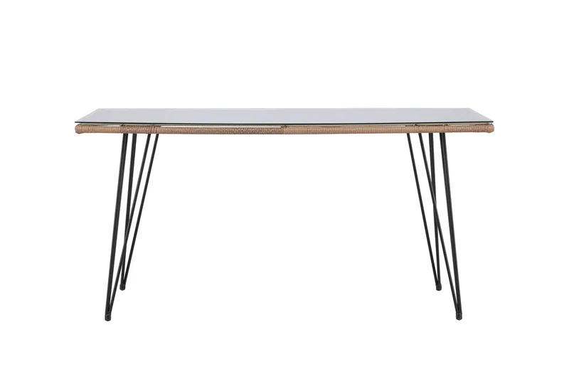 Viga Matbord Utomhus 90x160 cm – Rektangulärt Utebord i stål med glasskiva för Trädgården, Brun