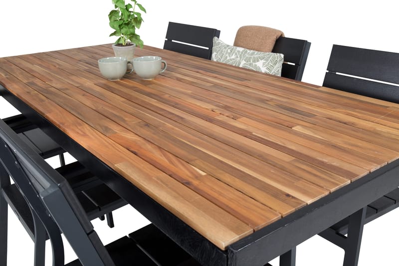Bois Matgrupp Utomhus 200cm + 6 Levels Stapelbara Matstolar - Svart - Products - Utemöbler & utemiljö - Utegrupp - Matgrupp utomhus