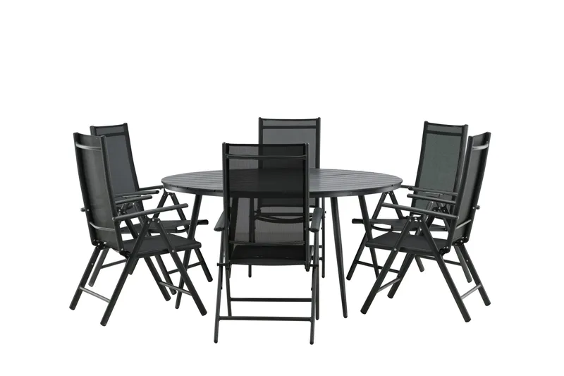 Break Matgrupp Utomhus Rund 150 cm + 6 Break Positionsstol - Svart - Products - Utemöbler & utemiljö - Utegrupp - Matgrupp utomhus