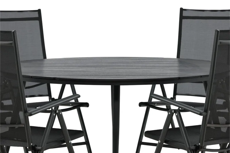 Break Matgrupp Utomhus Rund 150 cm + 6 Break Positionsstol - Svart - Products - Utemöbler & utemiljö - Utegrupp - Matgrupp utomhus