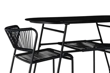 Lamborg Caféset 120 cm Oval + 2 Utestolar - Glas/Svart - Products - Utemöbler & utemiljö - Utegrupp - Cafegrupp & cafeset