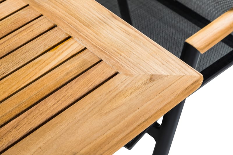 Las Vegas Matgrupp 220-280x100+ 8 Stolar m Dyna - Svart/Teak - Products - Utemöbler & utemiljö - Utegrupp - Matgrupp utomhus