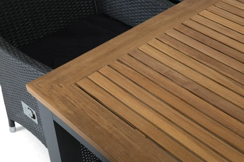 Las Vegas Matgrupp Utomhus 152-210 + 6 Jenny St ällbar Fåtölj - Teak/Svart - Products - Utemöbler & utemiljö - Utegrupp - Matgrupp utomhus