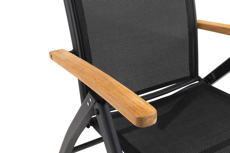 Las Vegas Matgrupp Utomhus 152-210 + 6 Positionsstol Lyx - Svart Teak - Products - Utemöbler & utemiljö - Utegrupp - Matgrupp utomhus