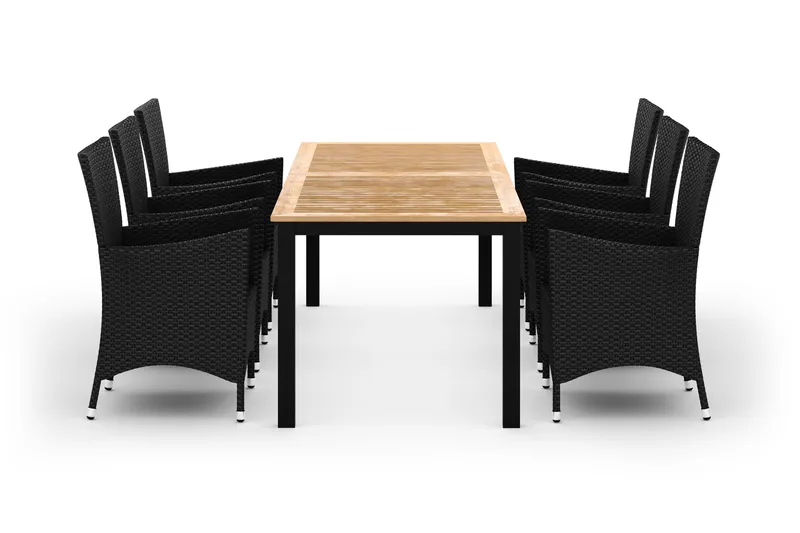 Las Vegas Matgrupp Utomhus 220-280 + 6 Thor Fåtölj - Svart/Teak/Svart - Products - Utemöbler & utemiljö - Utegrupp - Matgrupp utomhus