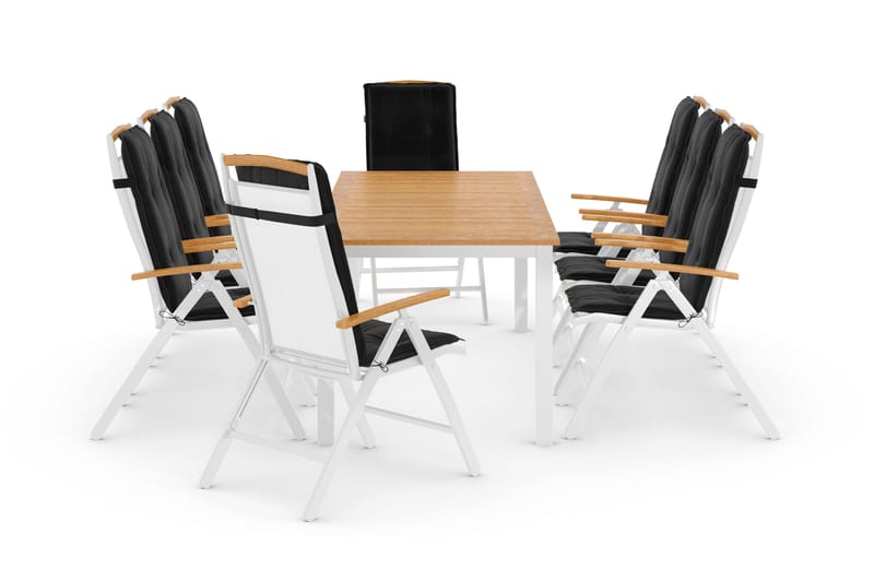 Las Vegas Matgrupp Utomhus 220-280x100+ 8 Las Vegas Lyx Stol m Dyna - Vit/Teak/Svart - Products - Utemöbler & utemiljö - Utegrupp - Matgrupp utomhus