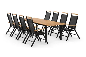Las Vegas Matgrupp Utomhus Las Vegas 220-280 + 8 Positionsstol Lyx - Svart/Teak - Products - Utemöbler & utemiljö - Utegrupp - Matgrupp utomhus