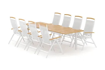 Las Vegas utomhus matgrupp förlängningsbart 220x280x100 cm med 8 Las Vegas positionsstolar - Vit - Products - Utemöbler & utemiljö - Utegrupp - Matgrupp utomhus