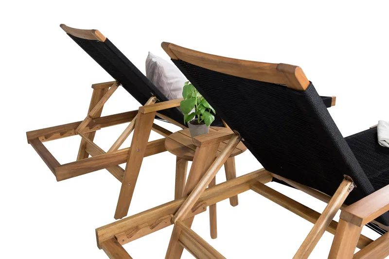 Little John Solsäng med Chania Bord Brun/Svart - Brun/Svart - Products - Utemöbler & utemiljö - Utegrupp - Cafegrupp & cafeset