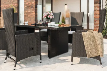 Majestic Matgrupp Utomhus 210 + 6 Jenny Ställbar Fåtölj - Svart - Products - Utemöbler & utemiljö - Utegrupp - Matgrupp utomhus