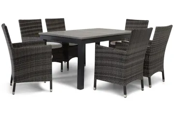 Monaco Matgrupp Utomhus 152-210 + 6 Thor Fåtölj - Svart/Grå - Products - Utemöbler & utemiljö - Utegrupp - Matgrupp utomhus