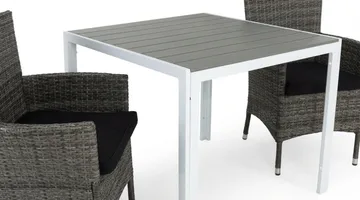 Tunis Cafégrupp 90x90 + 2 Thor Fåtölj m Dyna - Vit/Grå/Svart - Products - Utemöbler & utemiljö - Utegrupp - Cafegrupp & cafeset