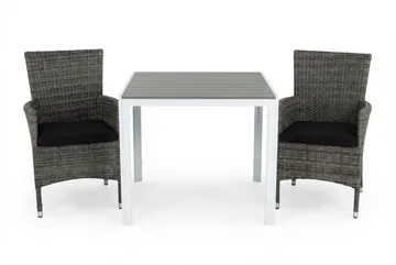 Tunis Cafégrupp 90x90 + 2 Thor Fåtölj m Dyna - Vit/Grå/Svart - Products - Utemöbler & utemiljö - Utegrupp - Cafegrupp & cafeset