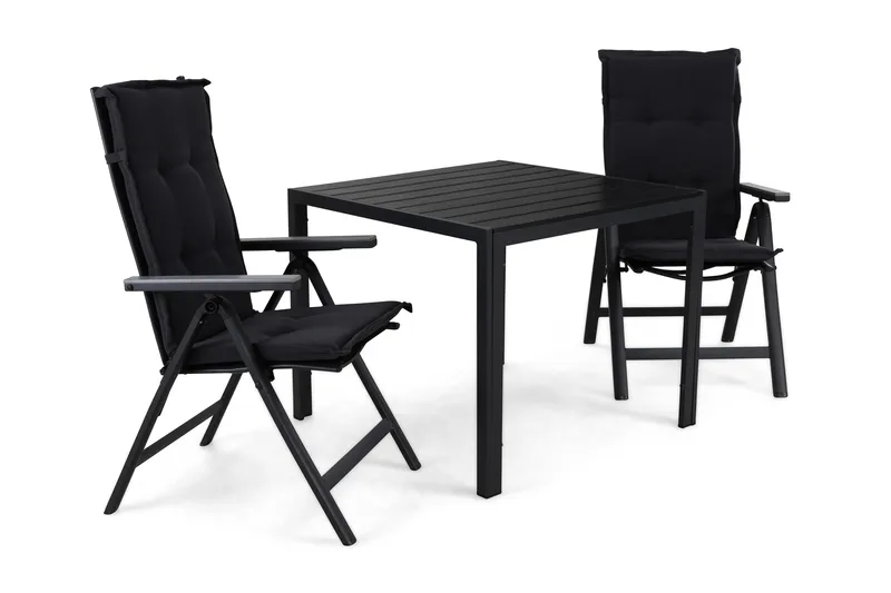 Tunis Matgrupp Utomhus 90 + 2 Monaco Positionsstol m Dyna, Svart/Svart/Grå/Grå