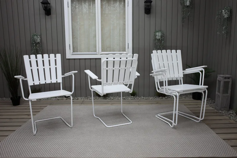 Vaxholm Matgrupp Utomhus Rund 100 cm + 4 Utestolar Vit - Products - Utemöbler & utemiljö - Utegrupp - Matgrupp utomhus