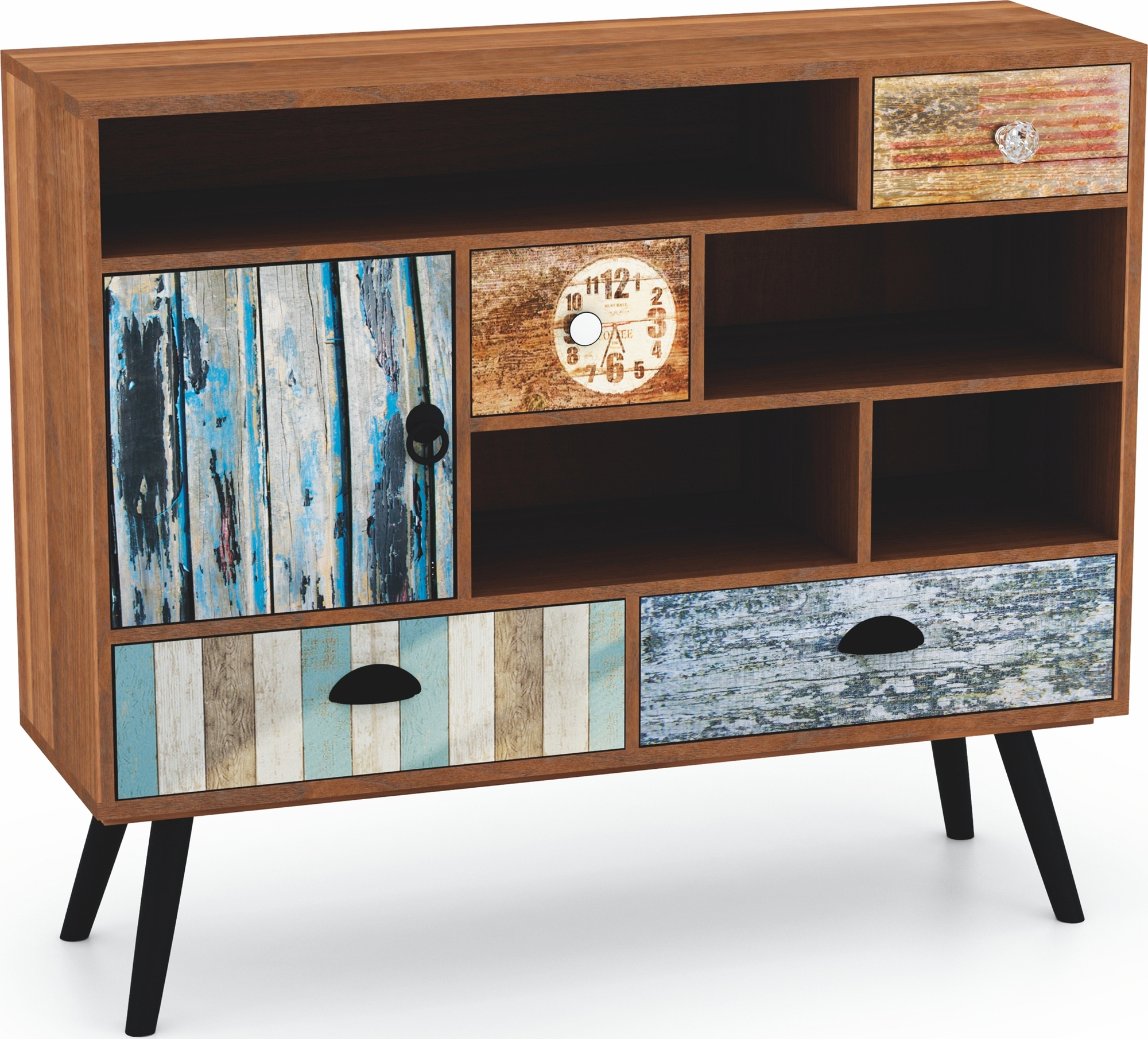 Mezzopia plank met lades - Veelkleurig Mezzopia plank met lades - Veelkleurig