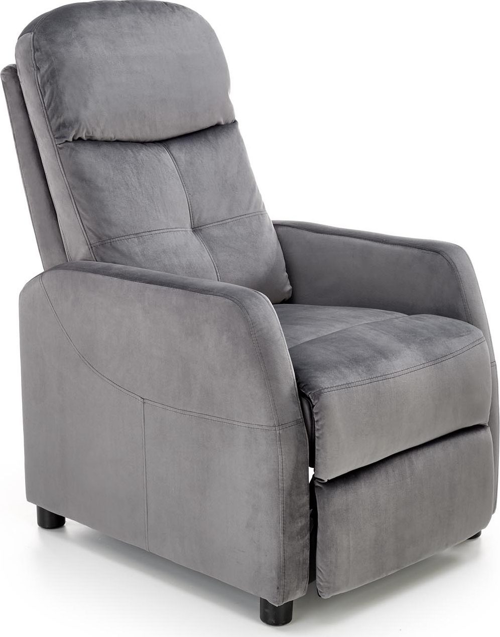 Reclinerfåtölj i grå sammet ställbar Reclinerfåtölj i grå sammet ställbar