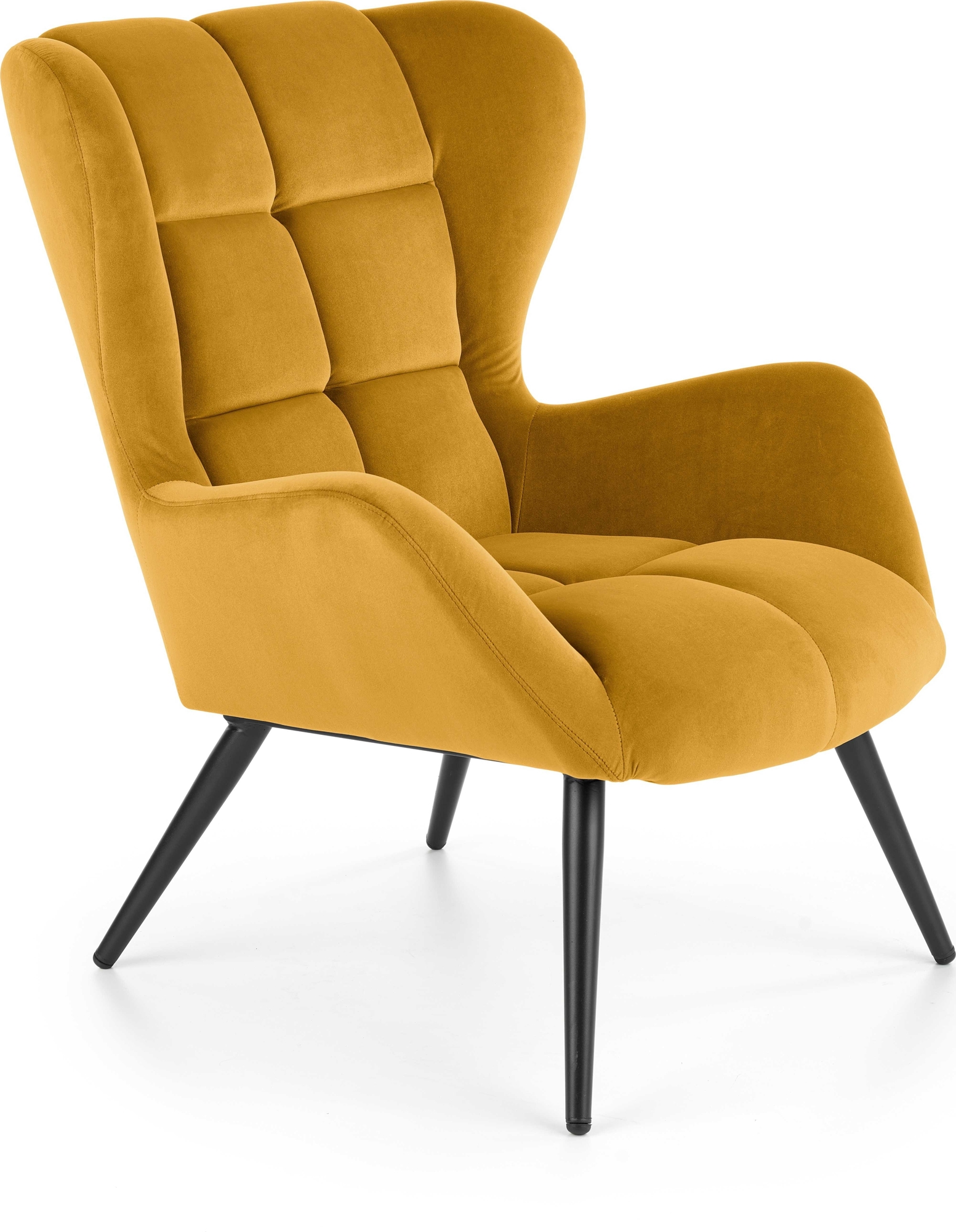 Halfman fauteuil in geel fluweel