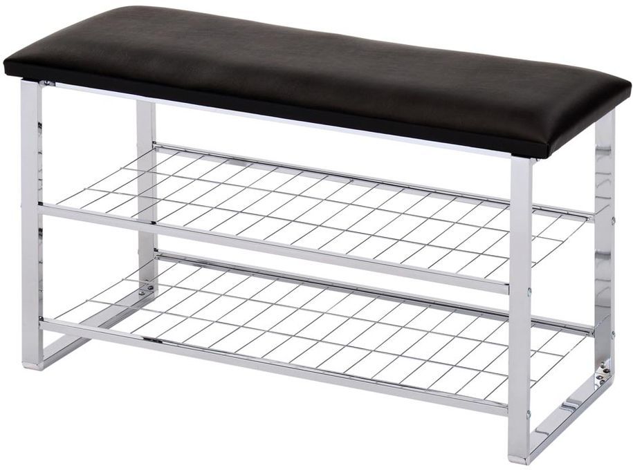Brigita - Bänk med skoförvaring (svart/krom) Brigita - Bänk med skoförvaring (svart/krom)
