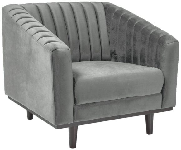 Alden fauteuil - grijs fluweel/wenge