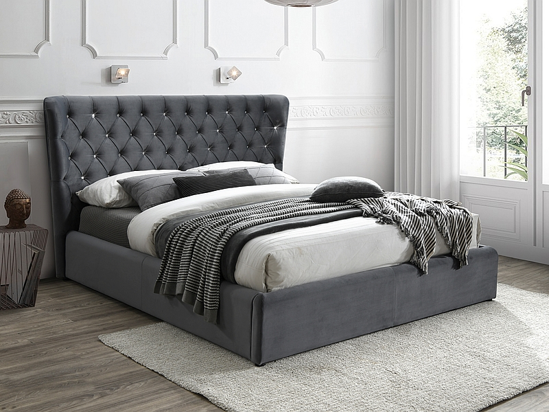 Carven bedframe 160x200 cm - Grijs fluweel