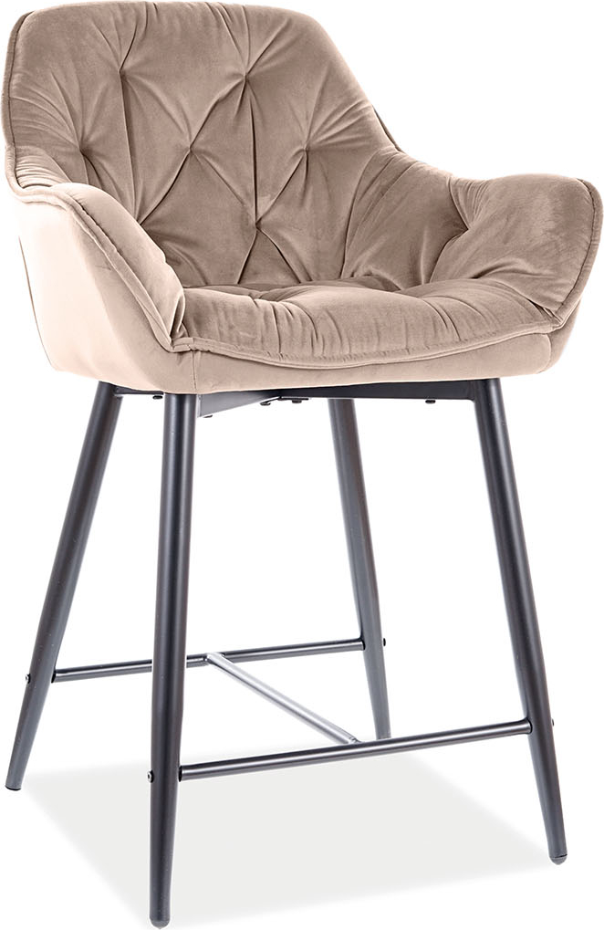 Counter barstol i beige sammet
